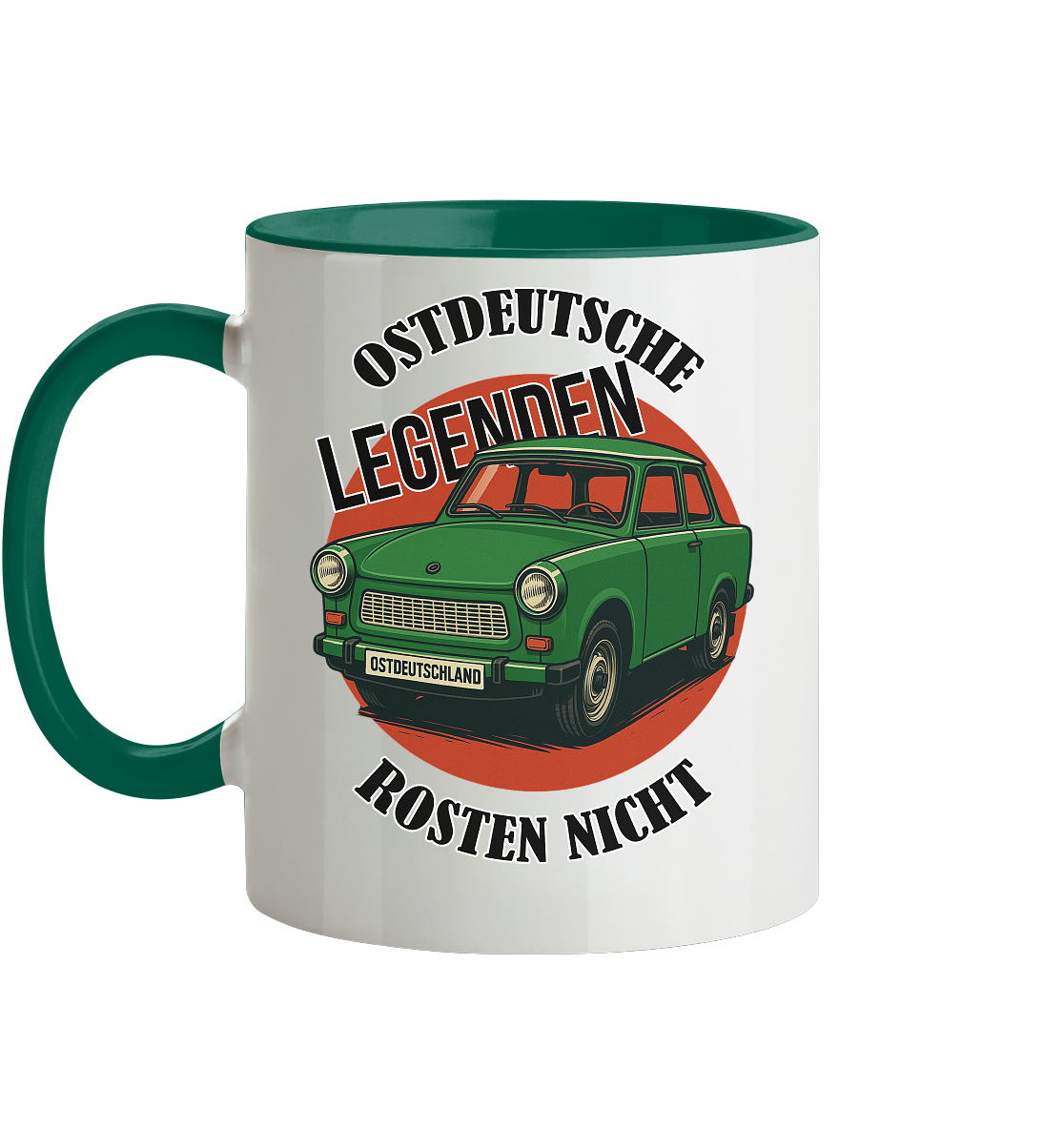 Ostdeutsche Legenden - Rosten nicht Trabant - Tasse zweifarbig