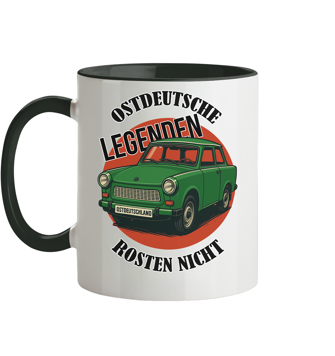 Ostdeutsche Legenden - Rosten nicht Trabant - Tasse zweifarbig