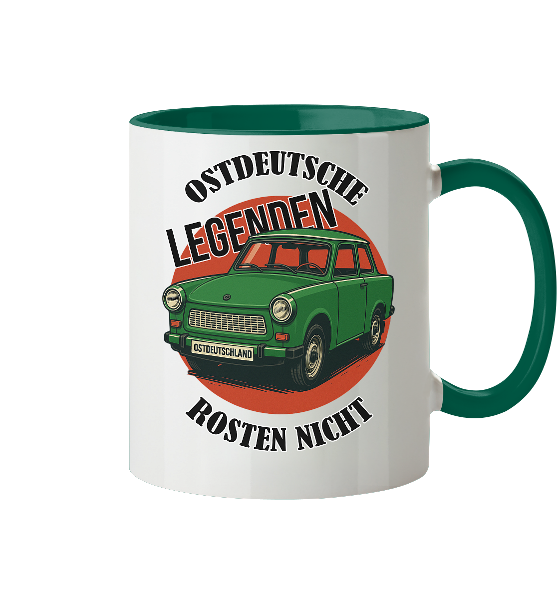 Ostdeutsche Legenden - Rosten nicht Trabant - Tasse zweifarbig