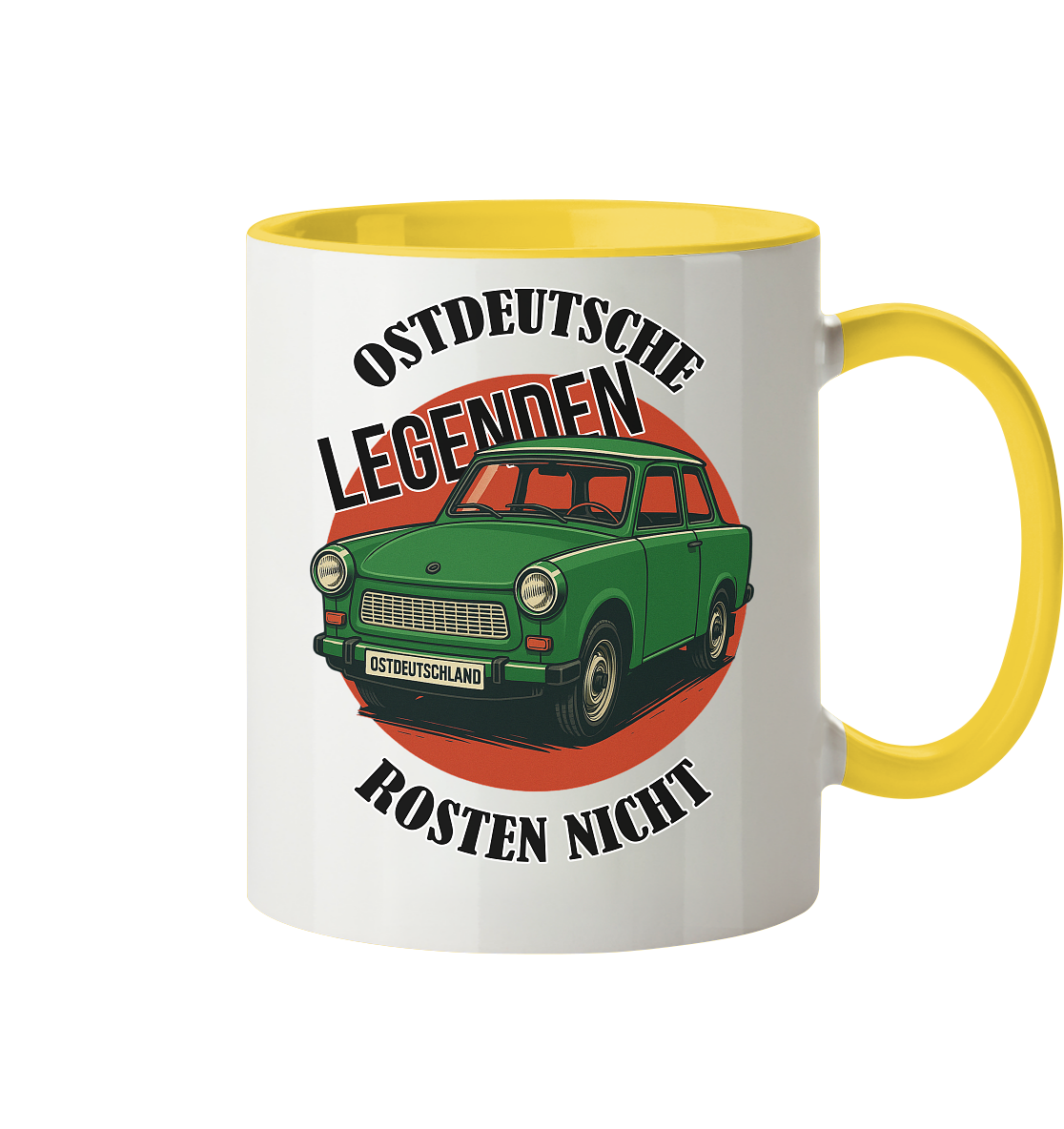 Ostdeutsche Legenden - Rosten nicht Trabant - Tasse zweifarbig